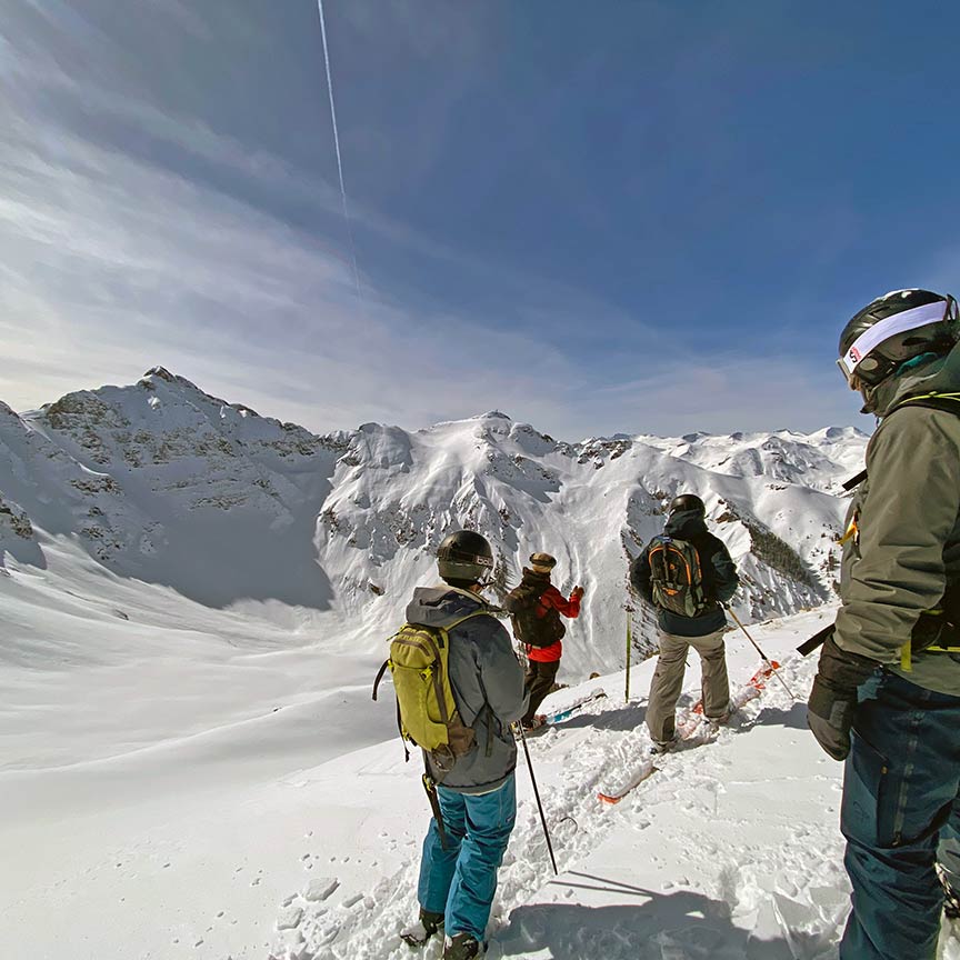 RFE team on a heliskiing trip