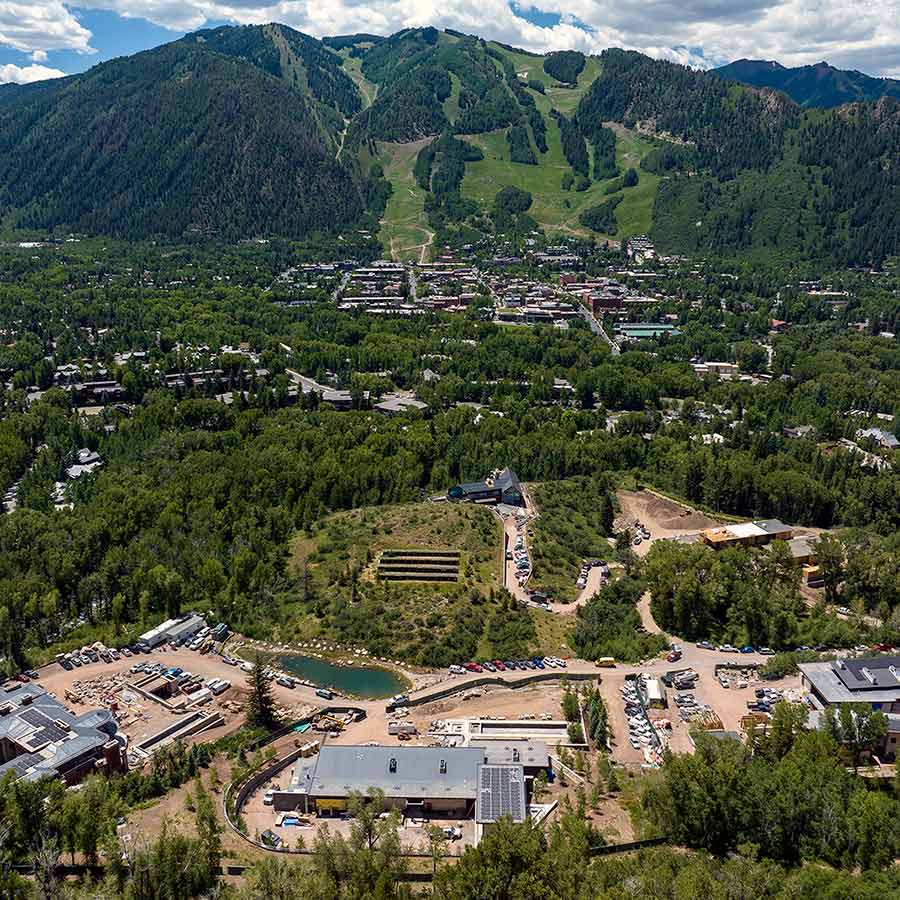 Ariel view of Rubey Park in Aspen, CO