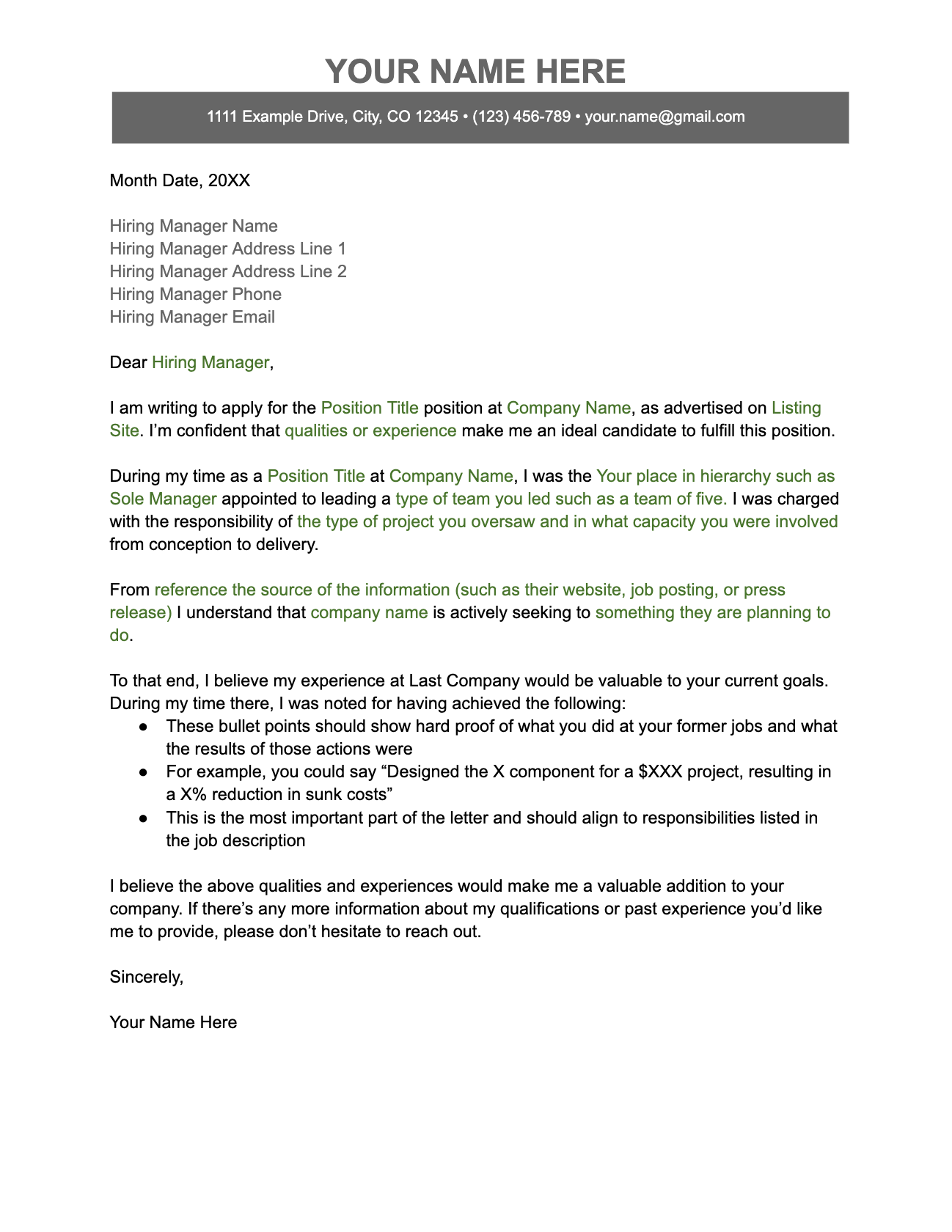 Civil Engineer Cover Letter