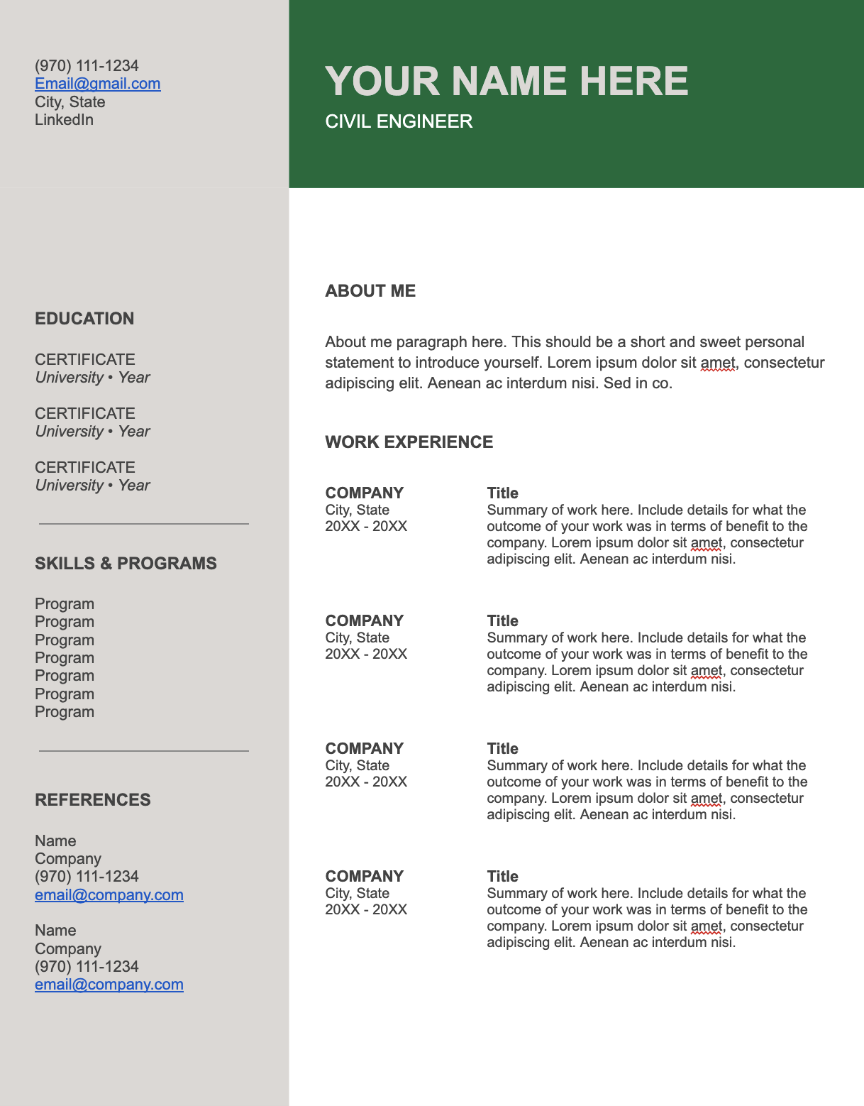 Civil Engineering Resume