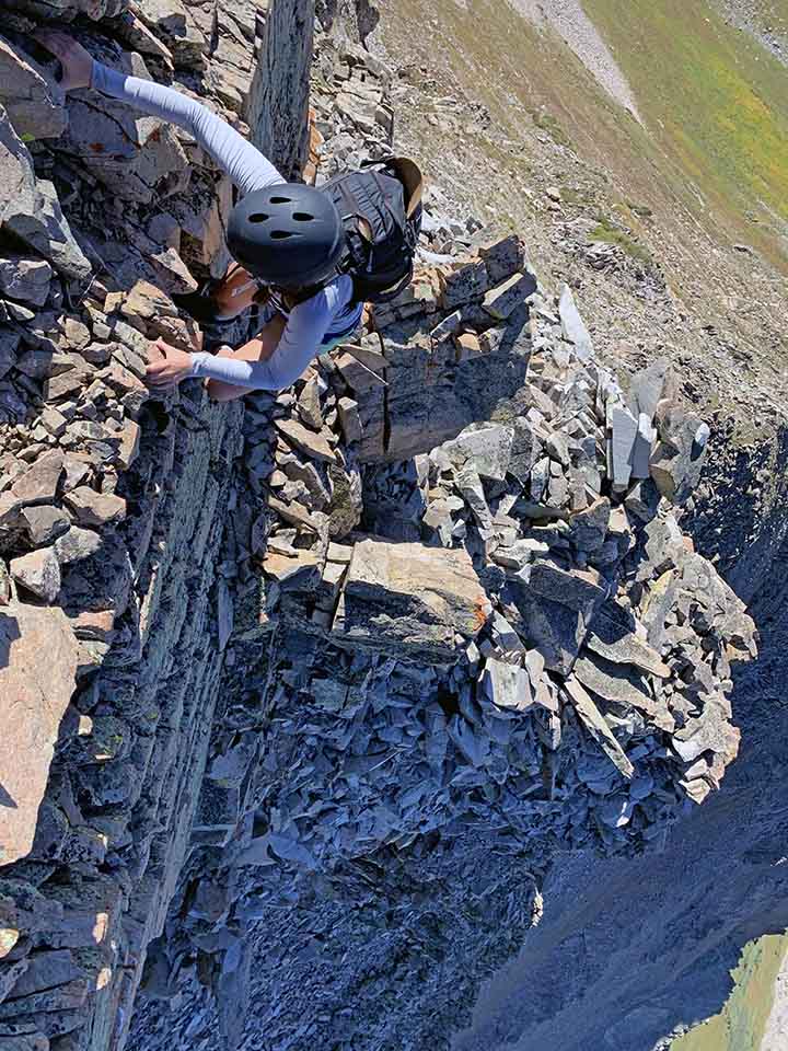 Maggie McHugh of Roaring Fork Engineering rock climbing