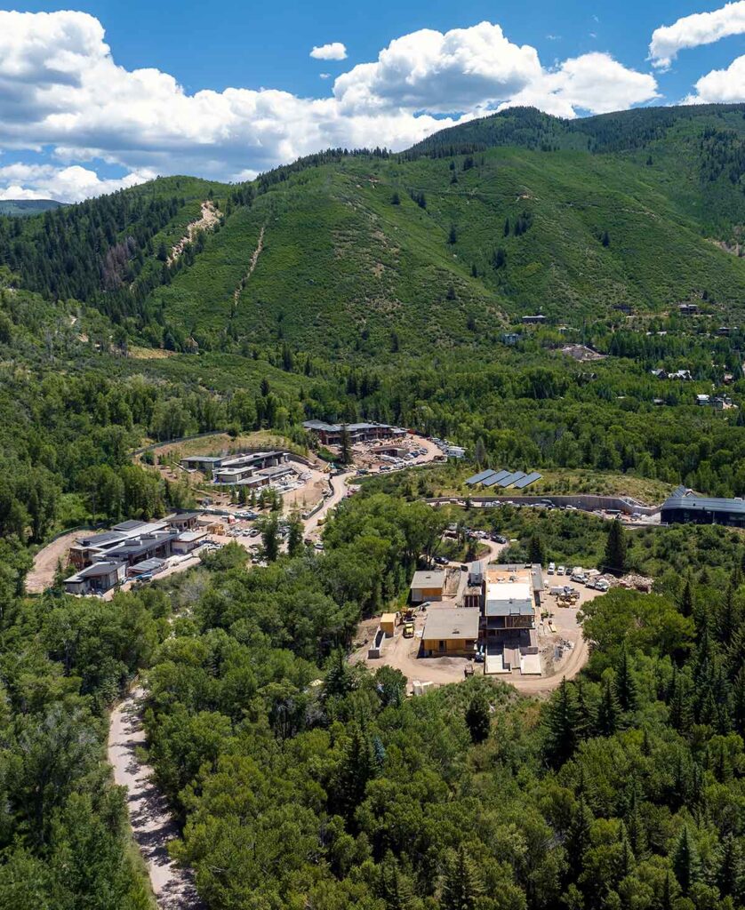 Ariel view of Rubey Park in Aspen, CO