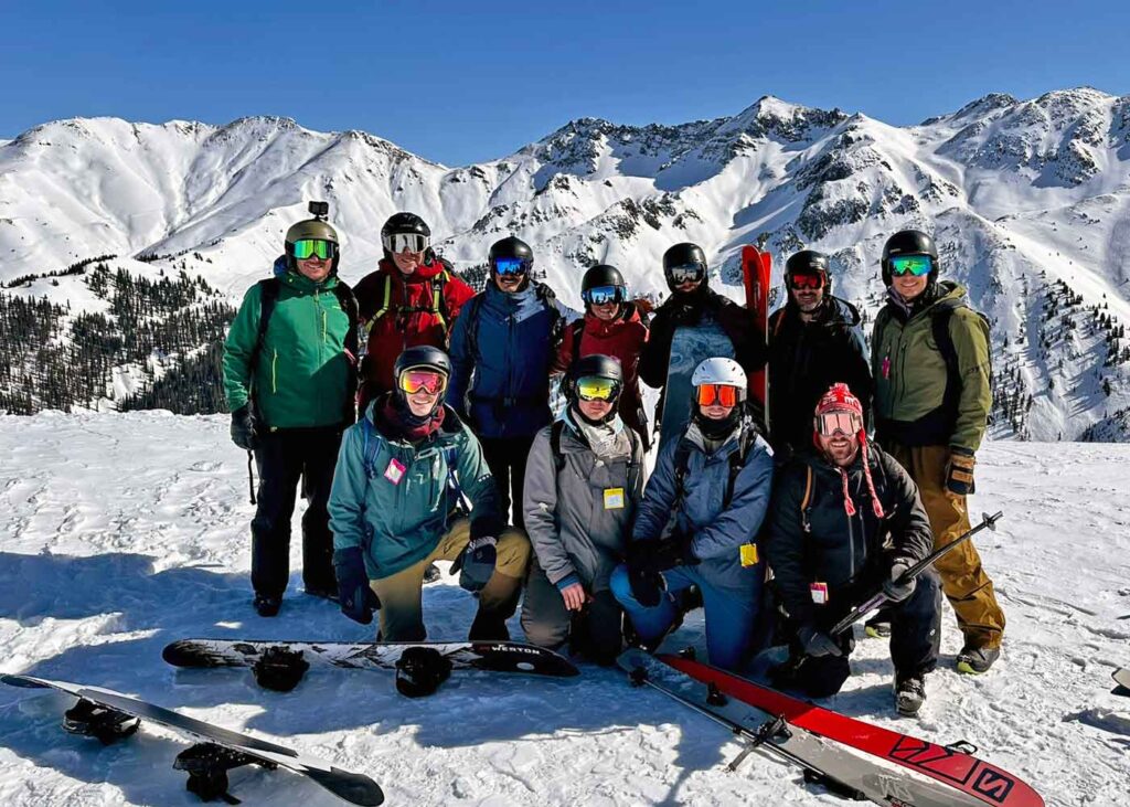 The Roaring Fork Engineering team on a heliski trip